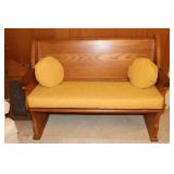 Oak church pew with cushion and pillows 48.5 X