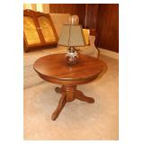 Round pine finish side table 24' diameter  with