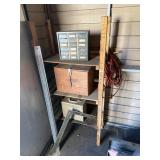 Parts bin with contents - square, metal