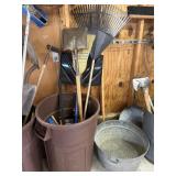 Plastic trash can with lid, safety triangles,