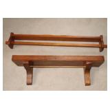 Wooden hanging quilt rack and wooden shelf