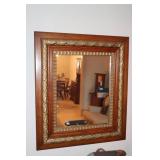 Antique oak and gold gilded rectangular wall