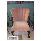 Channel back armchair with claw feet