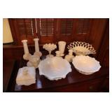 Lot - Milk glass (bowls, vases, candy dishes and