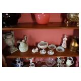 Shelf lot - Lefton, urn, woman figurine and more