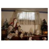 Shelf lot - Santa Claus head ornaments, Nativity