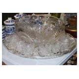 L.E. Smith "Pinwheel & Star" punch bowl set
