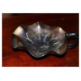 Dugan Glass amethyst carnival glass nappy