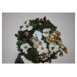 Wreath with cherub and faux flowers