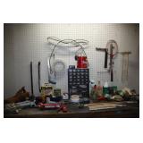 Contents of work bench & pegboard - wire, Black &