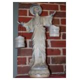 Resin Asian man holding buckets 23"H