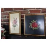 Lot - framed needlepoints featuring roses