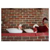 Lot - styrofoam swan marked JCB, paper mache