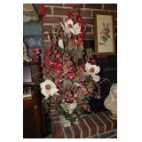 Terracotta urn with faux and dried flowers