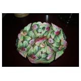 Chubu china divided hand painted leaf dish