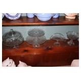 Shelf lot - pedestal cake plates, fruit bowl and