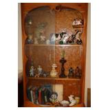 Contents of cabinet - folk art pull toys, votive