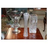 Lot of vases - Cut crystal, acid etched and tall