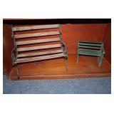 Cast iron and wood doll bench and wood bench