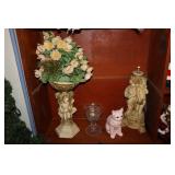Shelf lot - Cherub pedestal planter, cherub