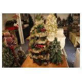 2 natural wood pencil trees 1 with Christmas