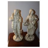 Pair of Marwall 19" tall ceramic fisherman