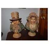 Pair of German ceramic busts marked on back