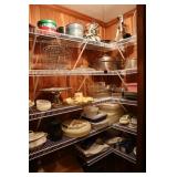 Contents of closet - baking dishes, 2ft. wood