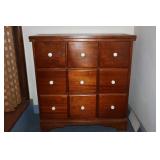 Mahogany 9 drawer cabinet 27 1/2 X 11 1/2 X 28 1/2