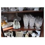 Shelf lot - covered candy dishes, glass grapes, 8