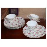 4 Lefton china "Rose Chintz" snack sets