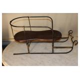 Wood and iron doll sleigh