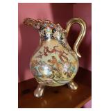Royal Satsuma footed pitcher 12" tall