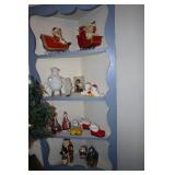 Corner cabinet lot - Santas in sleighs,