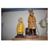 Chalkware Sailor and Old Salty Fisherman Lamp