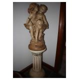 Marwal chalkware statue and pedestal