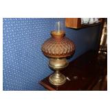 Rayo nickel silver oil lamp with amber shade