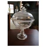 EAPG lidded compote with acorn design 12"