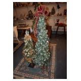 2 Natural wood pencil trees with Christmas