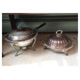 Lot - silverplate chafing dish and covered
