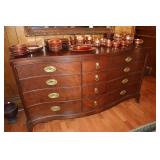 Serpentine front mahogany server 62 X 19 X 34 1/2H
