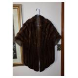 Fur stole or cape (possibly brown mink) with