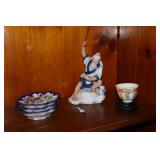 Shelf lot - Asian fisherman figurine with fish, 3
