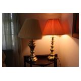 2 brass table lamps