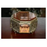 Ormolu octagonal hinged jewelry casket