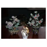 Lot - 2 Chinese style gemstone bonsai trees with