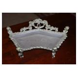 Silverplate angel & glass trinket dish