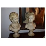 Pair of chalkware busts of a young boy