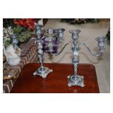 Pair Wm. Rogers & Son silverplate 3 arm