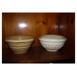 Shelf lot - 2 yellow ware bowls and 2 ironstone